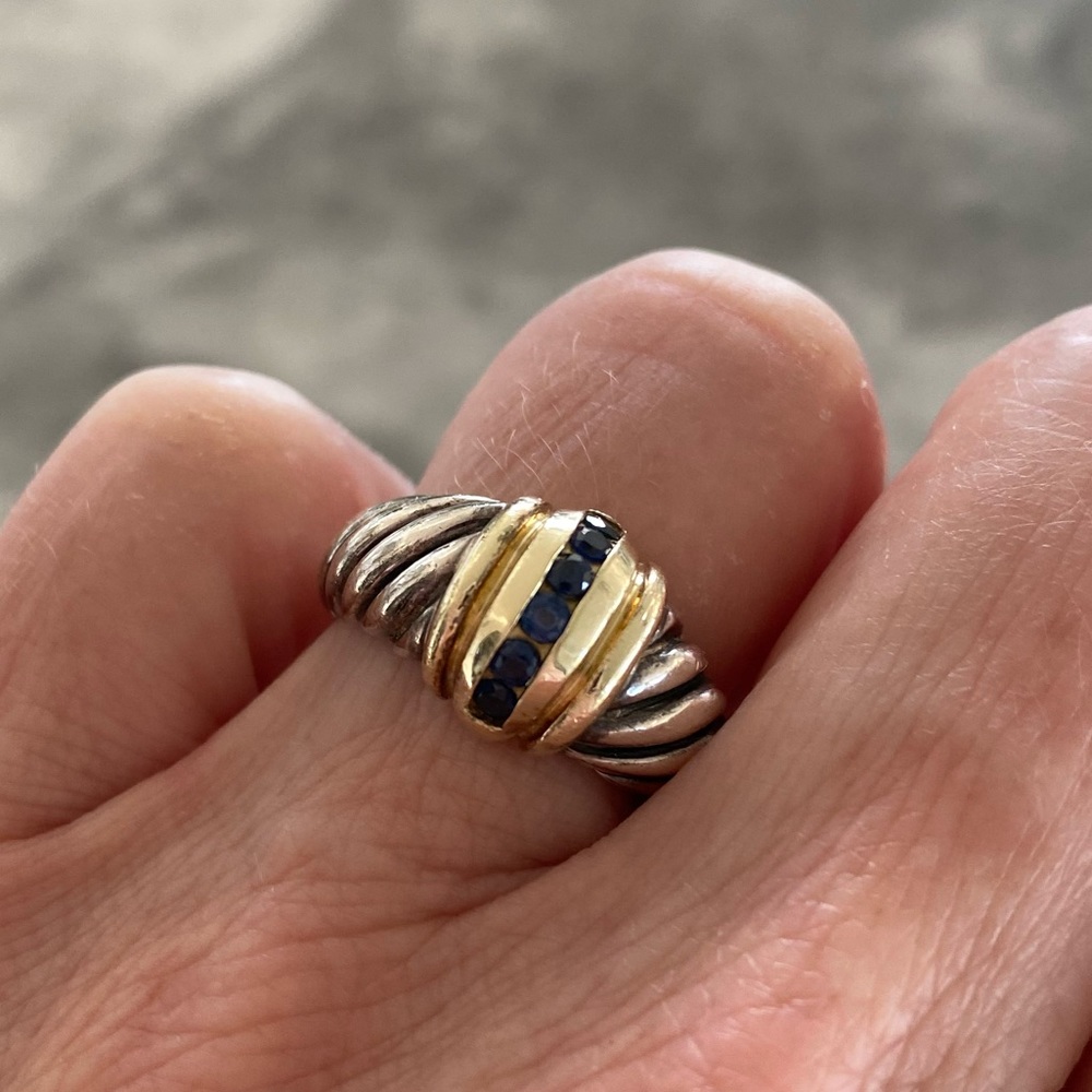 David Yurman Cable Ring with blue sapphires